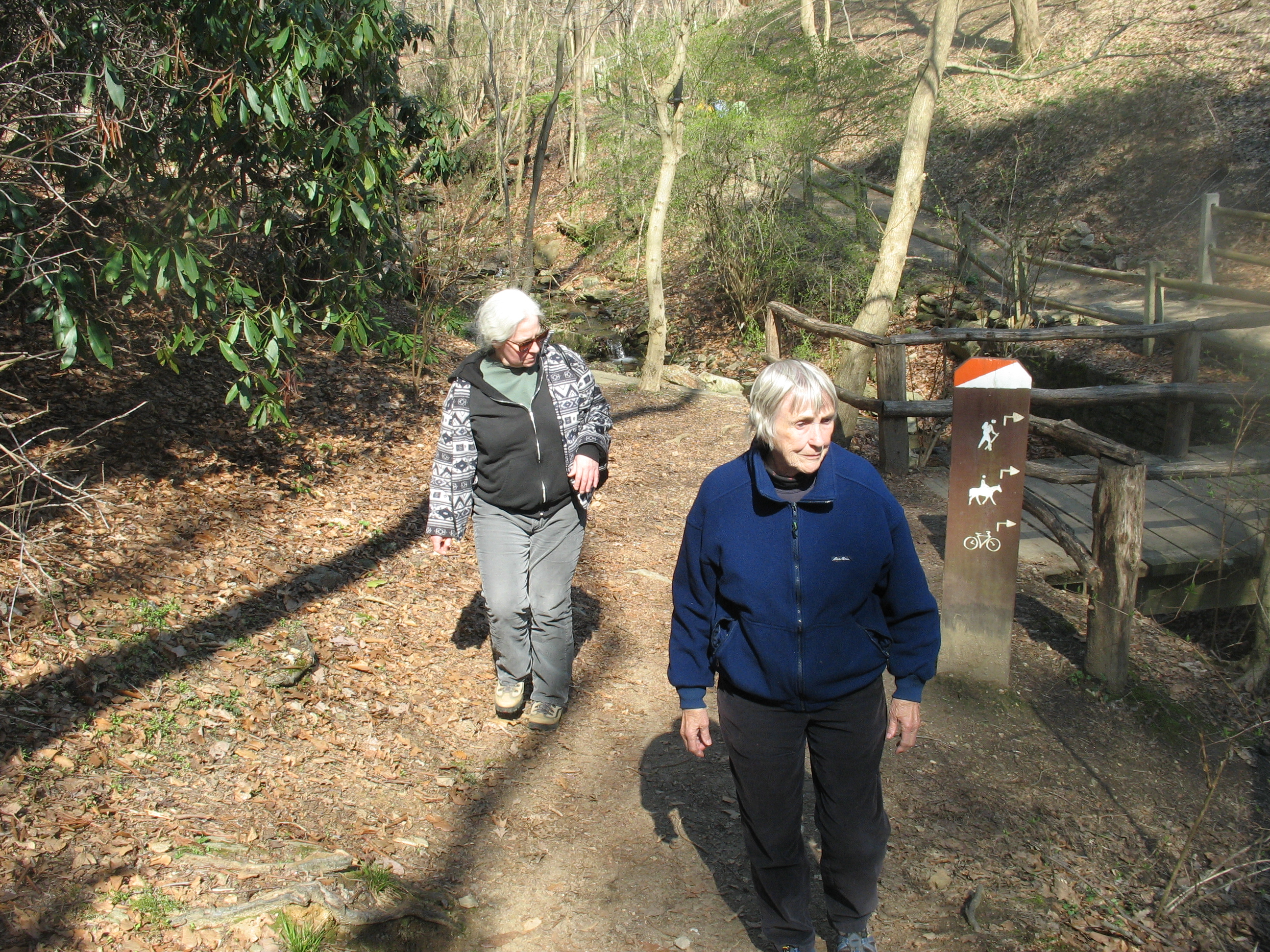 photo: Tina and Flo in Philadelphia, April 2009, walking along the Wissahickon Creek in Fairmount Park