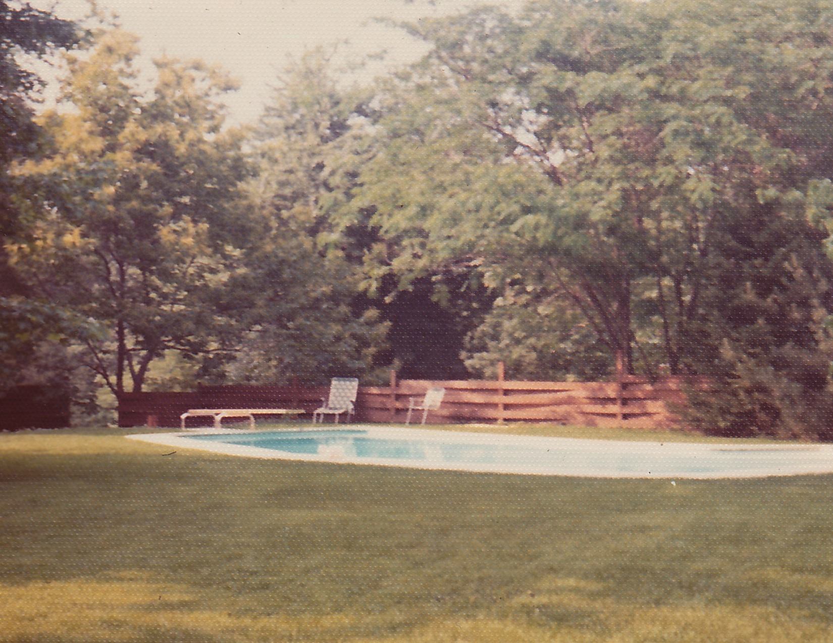 photo: pool and basket-weave fence built by Flo